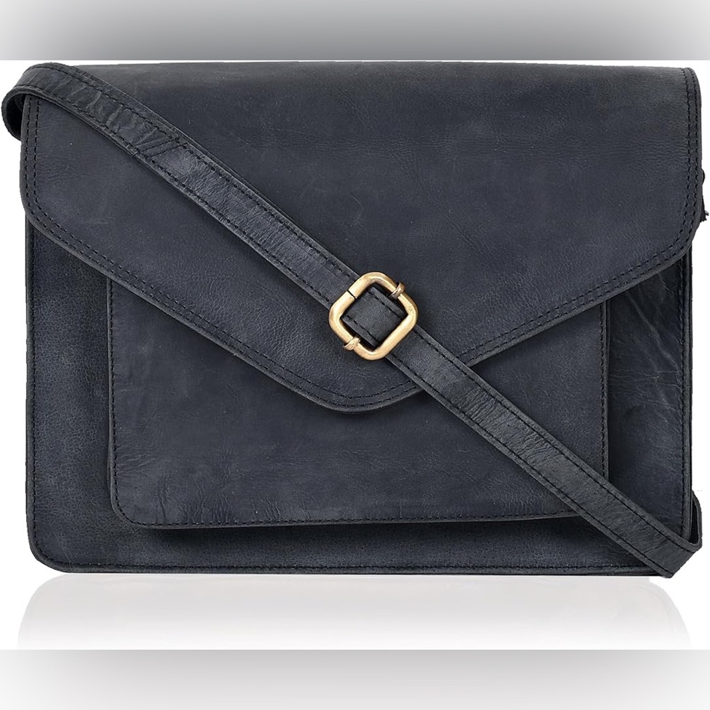 Leather flap shoulder/crossbody bag